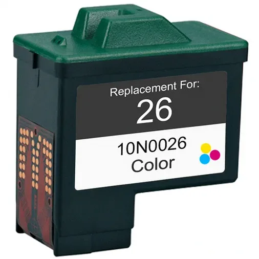 Lexmark 26 (10N0026) Color Remanufactured Ink Cartridge - Compatible replacement color ink cartridge for Lexmark printers