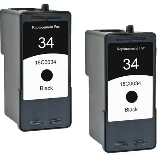 Lexmark 34 Remanufactured Black Ink Cartridge (18C0034) - 2 Pack - Compatible replacement black ink cartridge for Lexmark printers