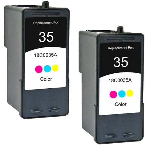 Lexmark 35 Remanufactured Color Ink Cartridge (18C0035) - 2 Pack - Compatible replacement color ink cartridge for Lexmark printers