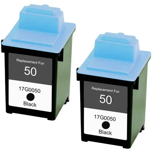 Lexmark 50 (17G0050) Remanufactured Black Ink Cartridge - 2 Pack - Compatible replacement black ink cartridge for Lexmark printers