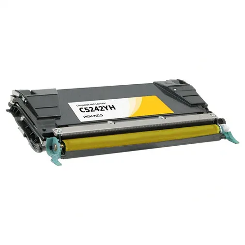 Lexmark C5242YH High-Yield Yellow Remanufactured Toner Cartridge (Fits Lexmark C524, C532, C534 Printer Series) - Compatible replacement yellow toner cartridge for Lexmark printers
