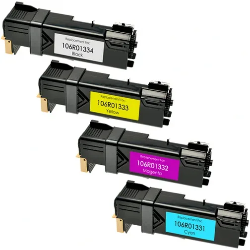 Xerox Phaser 6125 Compatible Toner Combo 1 Black, 1 Cyan, 1 Magenta, 1 Yellow - 4 Pack - Compatible replacement black 2,000 pgs , color 1,000 pgs toner cartridge for Xerox printers