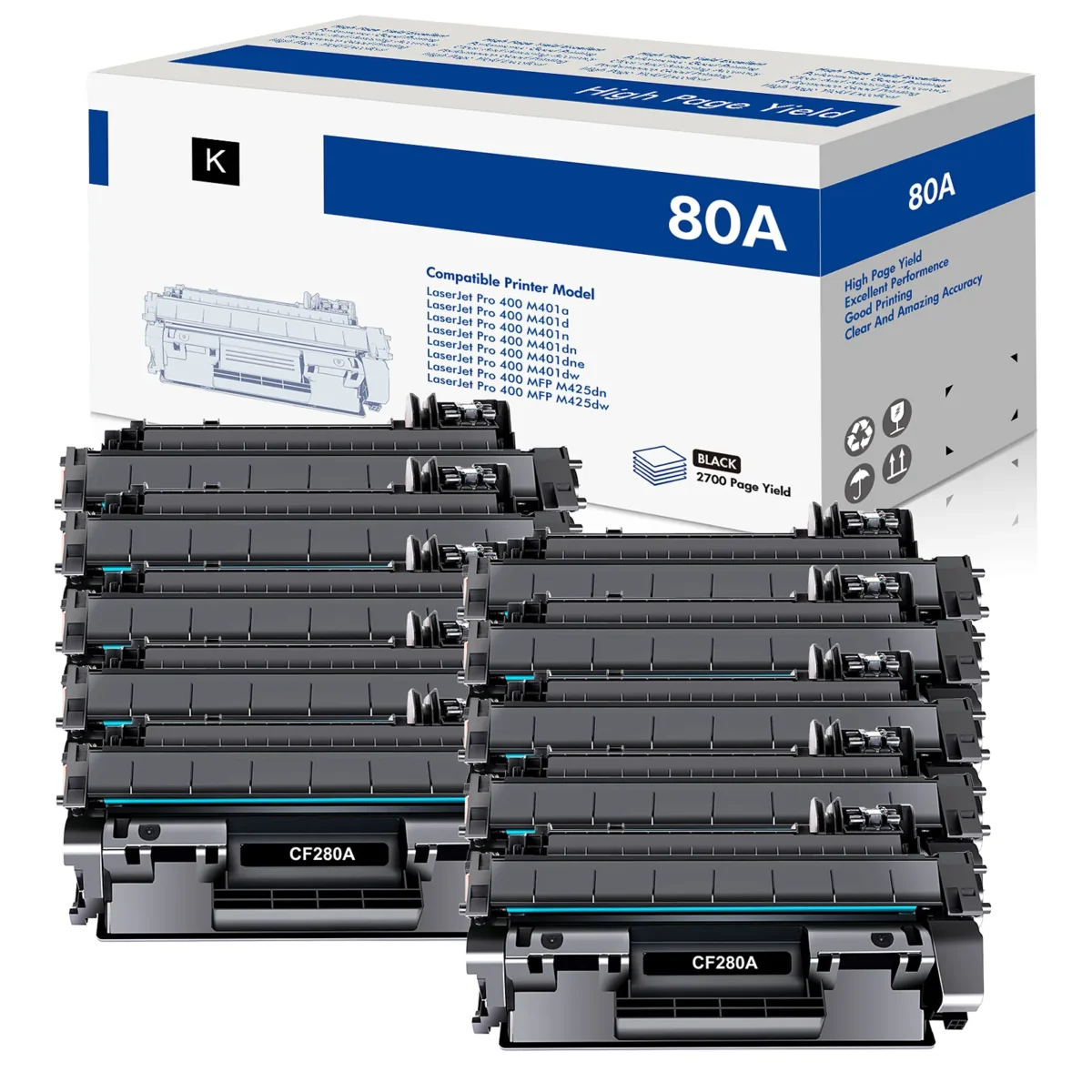 HP CF280X CF280A 80X 80A Black Toner Cartridge 1-Pack - Batteries and Ink