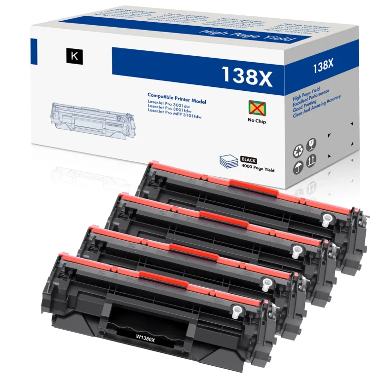 HP 138X W1380X No Chip Black Toner Cartridge 4-Pack 4000 Pages 1