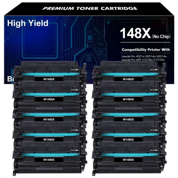 HP W1480X 148X No Chip Black Toner Cartridge High Yield 1